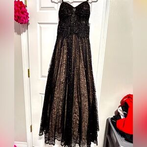 Strapless Black and Gold Prom dress